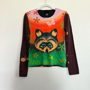 Vintage Custo Barcelona Raccoon Long Sleeve Top 4